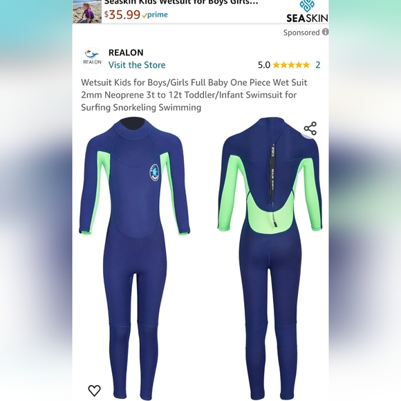 Wetsuit for kids size small fits kids 4-6 years old 35lbs-47lbs 2mm surf… - Picture 1 of 5